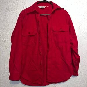 Vintage 80s Woolrich Red Blank Plain Button Up Shirt Size Small